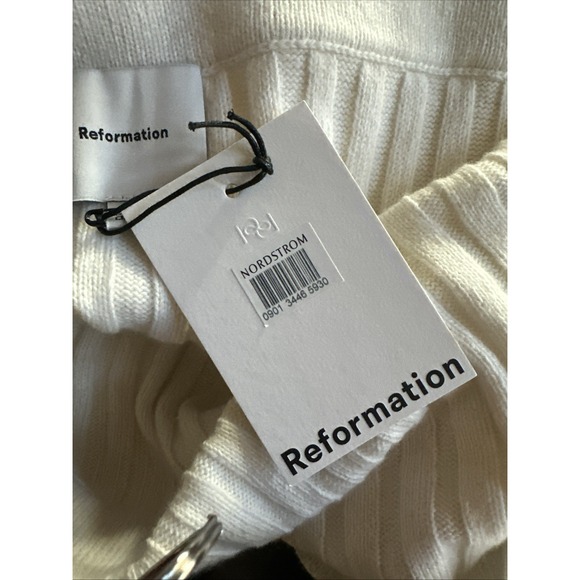 NWT Reformation Lana Cashmere Blend Ribbed Off-Shoulder Sweater XL - Picture 5 of 6